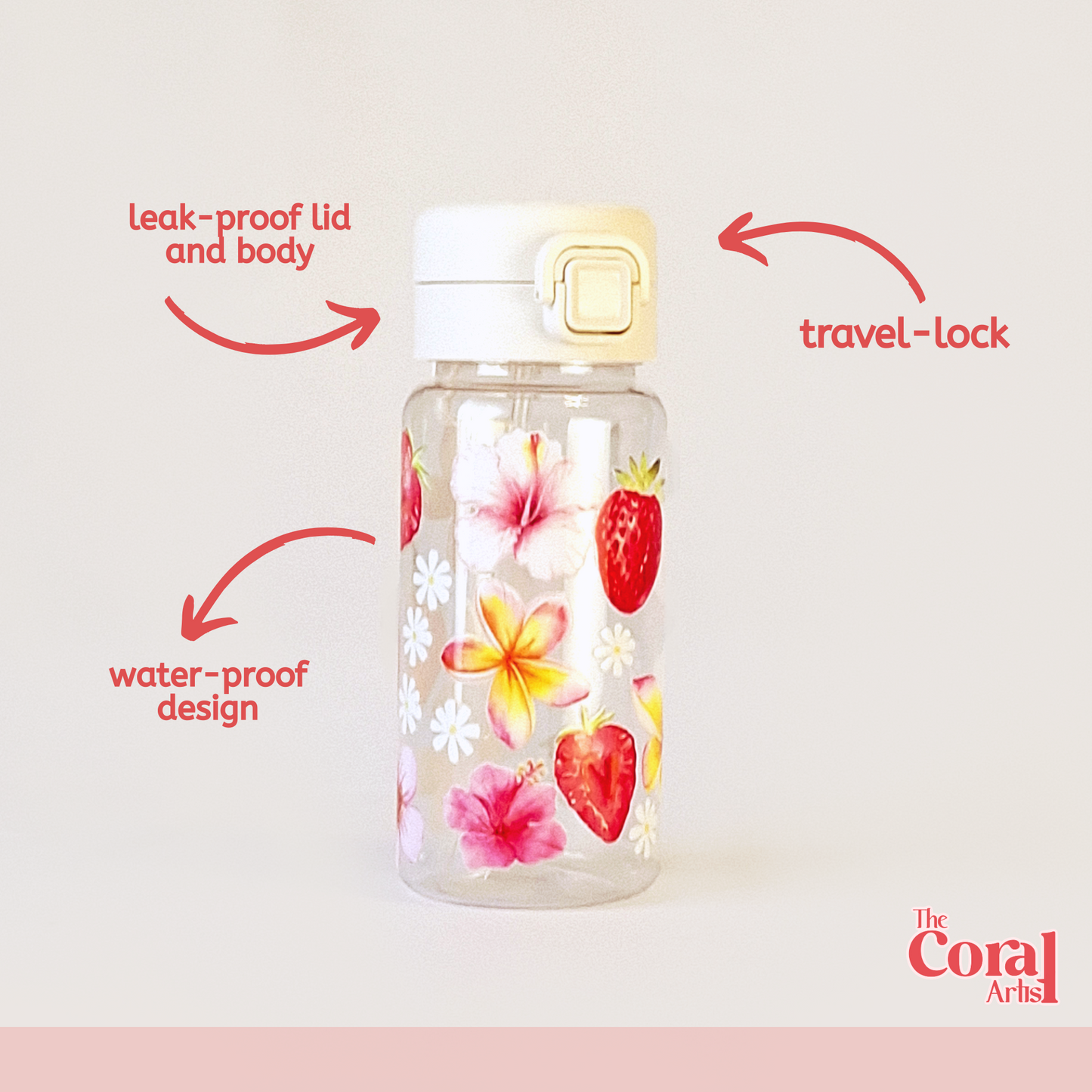 Leak-Proof Travel Bottle - Strawberry Flowers