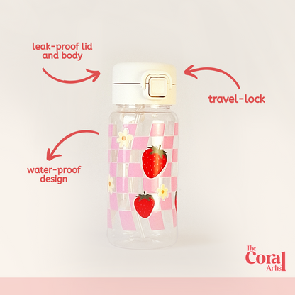 Leak-Proof Travel Bottle - Checkered Strawberry
